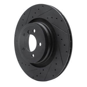BMW ALPINA B7 Brake Rotor (1) - Rear Left - R1 Concepts - Drilled & Slotted - Black - `07-`08